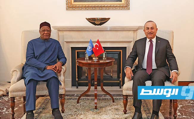 استقبال تشاوش أوغلو لباتيلي بمقر وزارة الخارجية في أنقرة، الإثنين 21 نوفمبر 2022. (باتيلي)
