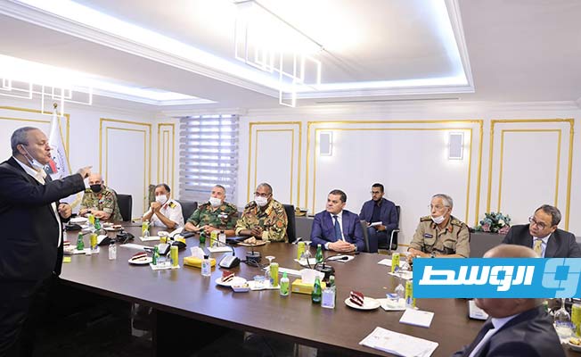 الدبيبة يجتمع مع لجنة متابعة وتنظيم القوات المساندة، 4 أغسطس 2021. (المكتب الإعلامي لرئيس حكومة الوحدة الوطنية)