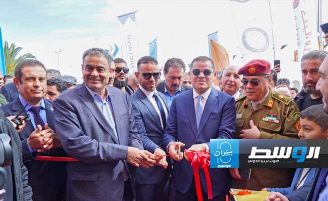 الدبيبة خلال افتتاحه منتدى العمران في مصراتة، 24 فبراير 2024 (حكومة الدبيبة)