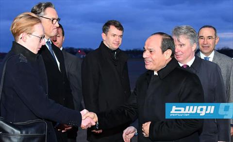 الرئيس المصري عبد الفتاح السيسي يصل ألمانيا للمشاركة في مؤتمر برلين حول ليبيا, 18 يناير 2020 (الرئاسة المصرية)