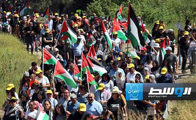 هتافات تطالب بحرية غزة في «مسيرة العودة» بمناسبة الذكرى 76 للنكبة
