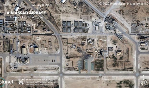الصور الأولى لآثار الهجوم الصاروخي الإيراني على قاعدة «عين الأسد»