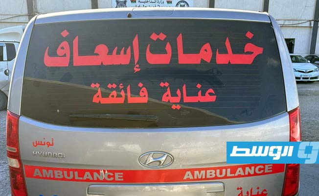 سيارة إسعاف مسروقة جرى استرجاعها في طرابلس، 14 يناير 2024. (مديرية أمن طرابلس)