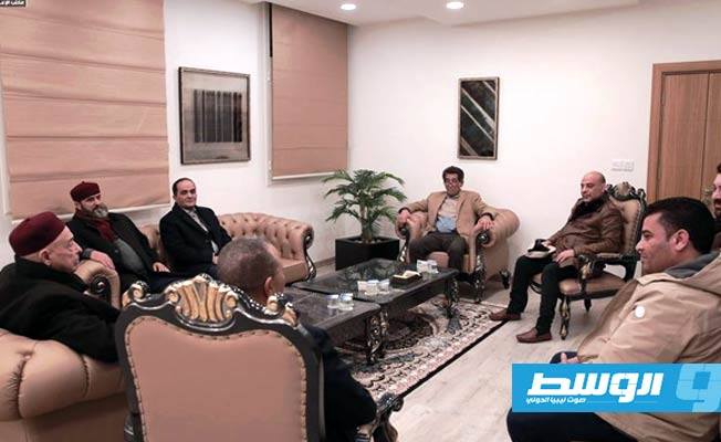 لقاء عقيلة صالح مع الثني وعدد وزراء الحكومة الموقتة. الأحد 13 ديسمبر 2020. (الحكومة الموقتة)