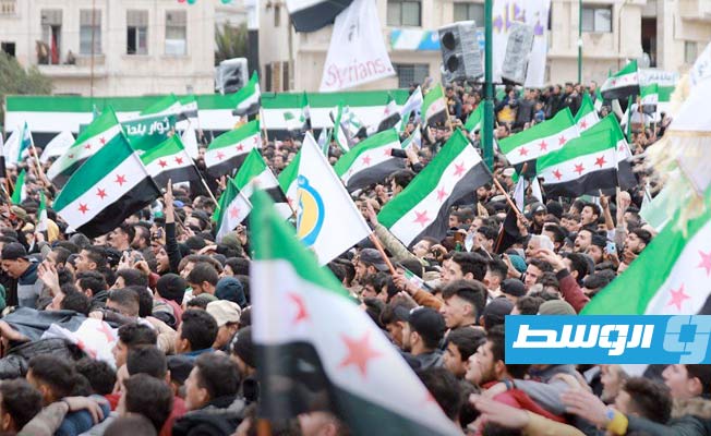 مظاهرة شعبية في مدينة إدلب إحياءً للذكرى الــ 12 للثورة السورية. (الإنترنت)
