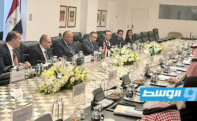 من اجتماعات لجنة المتابعة السعودية المصرية في الرياض، 12 يناير 2023. (الخارجية المصرية)