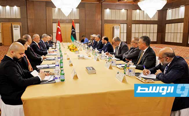 لقاء تكالة مع وزير الخارجية التركي هاكان فيدان في طرابلس، الأربعاء 7 فبراير 2024. (المجلس الأعلى للدولة)