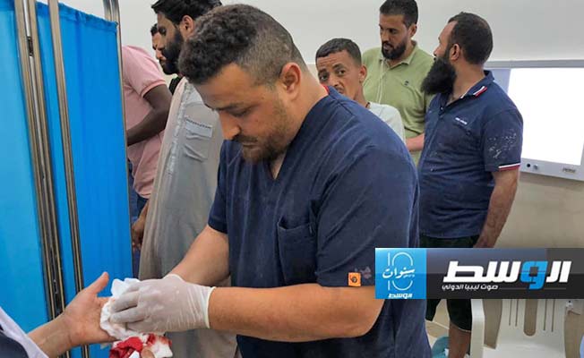 مصابون يتلقون العلاج بمستشفى الجلاء في بنغازي، الأحد 16 يونيو 2024. (صفحة المستشفى على فيسبك)