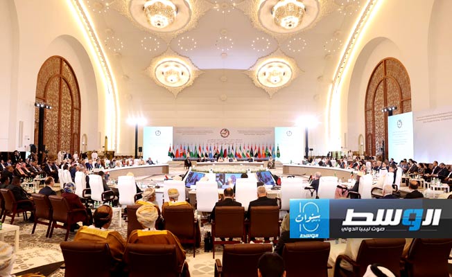 من اجتماع منتدى الاقتصاد والتعاون العربي مع دول آسيا الوسطى وأذربيجان، المنعقدة في الدوحة، 30 أبريل 2024. (المكتب الإعلامي للدبيبة)