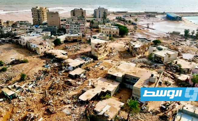 جانب من الدمار الذي خلفه إعصار دانيال الذي ضرب شرقي البلاد الأحد (الانترنت )