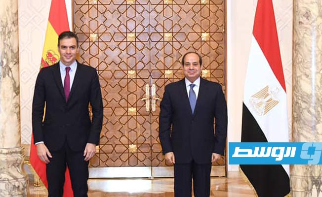 الرئيس المصري عبدالفتاح السيسي، ورئيس الحكومة الإسبانية بيدروسانشيز. (الإنترنت)