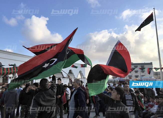الاحتفال بالذكرى السابعة لثورة فبراير في طبرق. (بوابة الوسط)