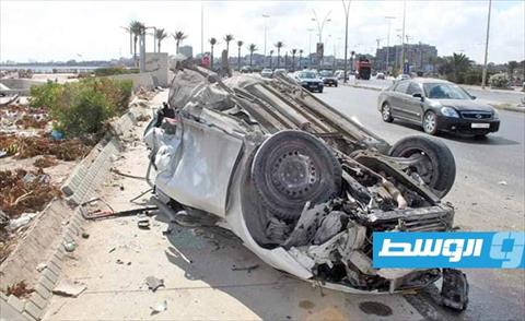 آثار حادث مروري مروع على كورنيش طرابلس, 7 يوليو 2020. (مديرية أمن طرابلس)