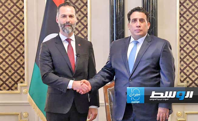 جانب من استقبال المنفي في طرابلس عددا من الدبلوماسيين الأجانب المرشحين لمنصب سفير، 29 يونيو 2024 (المجلس الرئاسي)