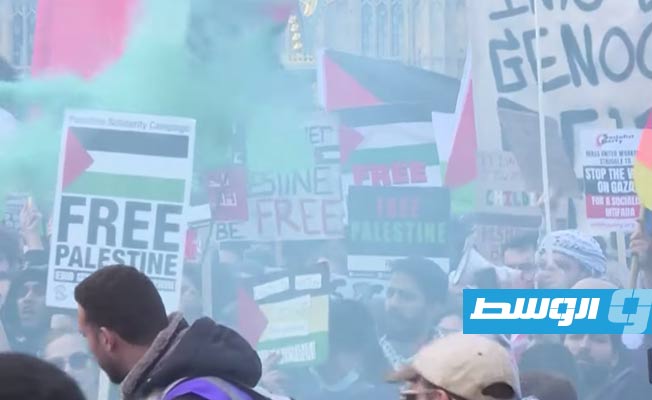 مظاهرات دعم لغزة صورة ملتقطة من شاشة فرانس24