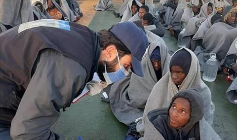 إنقاذ 126 مهاجرا من الغرق شمال شرق طرابلس, 18 ديسمبر 2020. (البحرية الليبية)