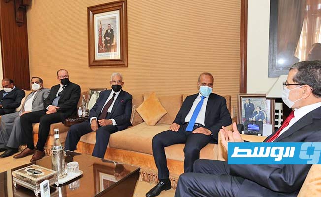 لقاء اللافي مع رئيس الوزراء المغربي في الرباط، الأربعاء 23 أغسطس 2021. (المجلس الرئاسي)