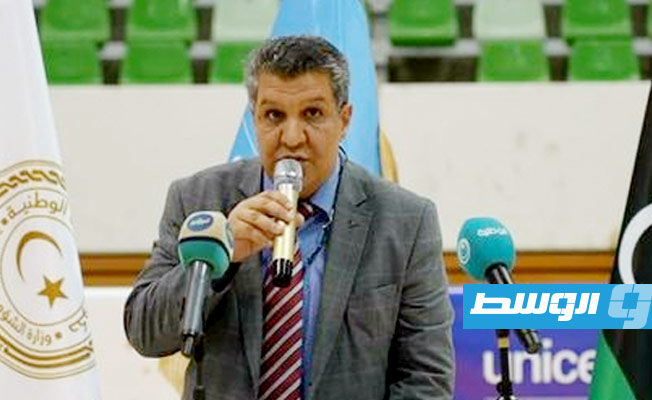 المقريف متحدثا في احتفالية اليوم العالمي لحق الطفل في طرابلس، السبت 19 نوفمبر 2022. (حكومة الوحدة الوطنية)