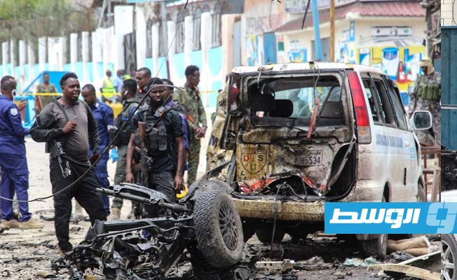 آثار الهجوم المسلح قرب قصر الرئاسة في الصومال. (الإنترنت)
