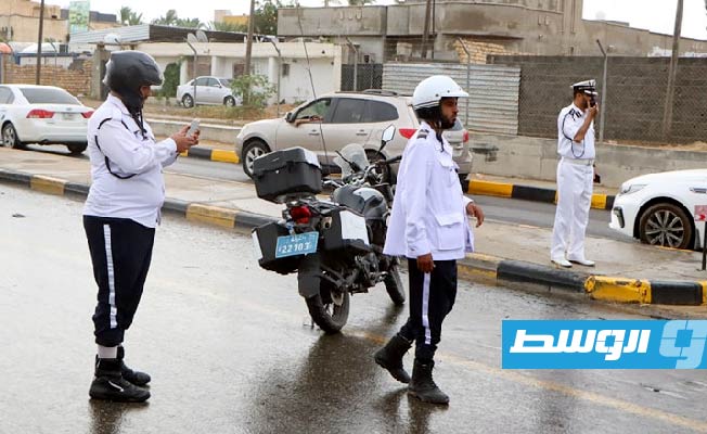 تجمع أمطار على الطريق السريع في طرابلس، 22 أغسطس 2023 (مديرية أمن طرابلس)