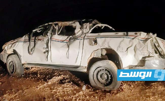 بالأسماء.. وفاة 4 أشخاص في انقلاب سيارة على طريق مرادة جنوب العقيلة