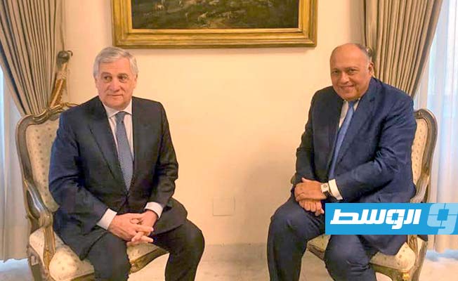 وزير خارجية إيطاليا أنطونيو تاياني يستقبل نظيره المصري سامح شكري في روما، الخميس 1 ديسمبر 2022 (الخارجية المصرية)
