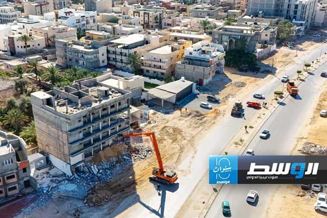 من أعمال فتح المسارات بطريق 20 رمضان في بلدية سوق الجمعة، 23 فبراير 2024 (شركة الخدمات العامة طرابلس)