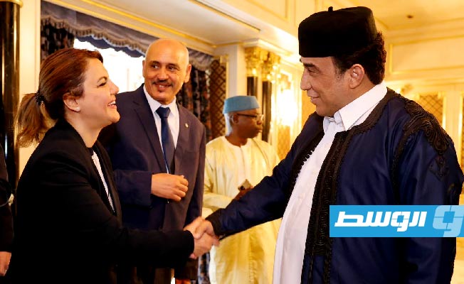 حفل المعايدة لمناسبة عيد الفطر الذي أقامه المنفي في طرابلس، الثلاثاء 9 مايو 2023. (المجلس الرئاسي)