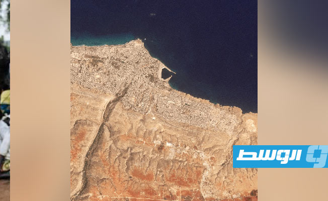 صورة للأقمار الصناعية تكشف حجم الدمار الذي خلفته العاصفة «دانيال» في ليبيا. (جريدة ذا غارديان)