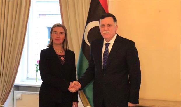 المكتب الإعلامي للسراج: موغريني دعمت موقف حكومة الوفاق تجاه التطورات الأخيرة في الجنوب الليبي