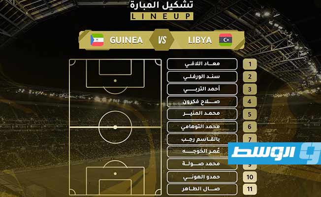 التشكيلة الرسمية للمنتخب الوطني ضد غينيا الاستوائية. (حساب الاتحاد الليبي لكرة القدم عبر فيسبوك)
