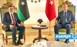 رئيس المجلس الرئاسي لحكومة الوفاق فائز السراج، والرئيس التركي رجب طيب إردوغان, إسطنبول 25 يوليو 2020. (المجلس الرئاسي)