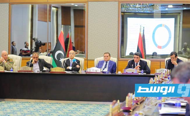 شكشك تحدث في الاجتماع الحكومي لعرض مؤشرات الاقتصاد الليبي، الأربعاء 17 مايو 2023. (ديوان المحاسبة)