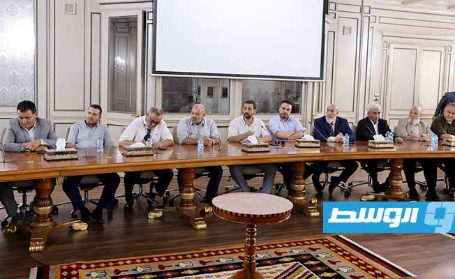 اجتماع الدبيبة مع قيادات مصراتة بديوان مجلس الوزراء في طرابلس، الأربعاء 27 يوليو 2022. (حكومة الوحدة الوطنية)