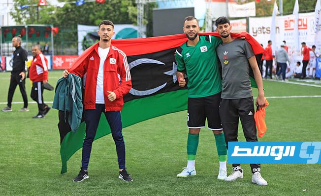 لاعبو المنتخب الليبي لكرة القدم المصغرة من مواجهة البحرين في كأس العالم بتركيا، 21 مايو 2023. (الإنترنت)