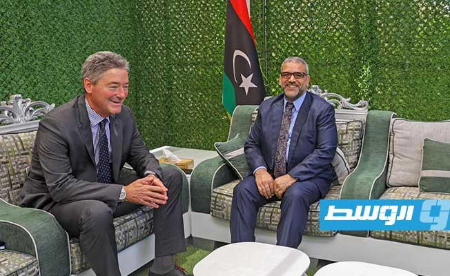 لقاء المشري في طرابلس مع أونماخت، 6 يوليو 2023. (المكتب الإعلامي لمجلس الدولة)