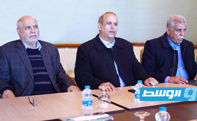 المنفي يستقبل وأعضاء المجلس الأعلى للدولة عن المنطقة الشرقية في العاصمة طرابلس، 16 يناير 2022. (فيسبوك)