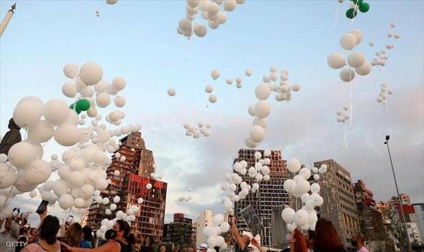 لبنانيون يحيون ذكرى انفجار مرفأ بيروت ببالونات بيضاء