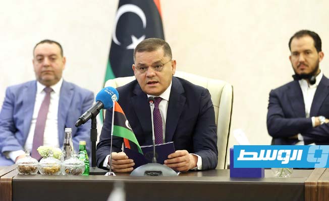 جلسة المباحثات بين الدبيبة ورئيس وزراء مالطا في طرابلس، الخميس 22 يونيو 2023. (حكومتنا)