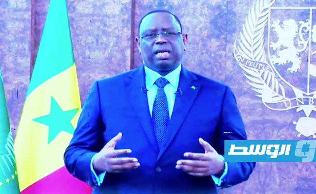 رئيس السنغال ماكي سال متحدثا في فعاليات الملتقى التحضيري للمصالحة الوطنية في طرابلس، الأحد 8 يناير 2023. (بث مباشر)