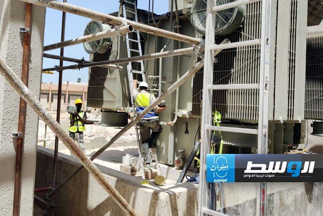 أعمال مشروع محطة حقن حي السلام (جهد 11/30/220) بمدينة بنغازي، 18 يونيو 2024. (الشركة العامة للكهرباء)