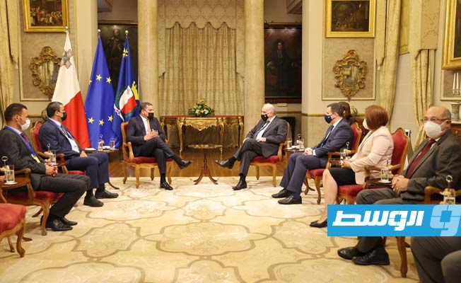 لقاء الدبيبة والرئيس المالطي جوج فيلا في فاليتا، الجمعة 10 سبتمبر 2021. (حكومة الوحدة الوطنية)