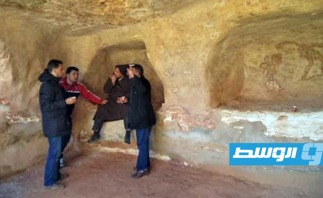 مصلحة الآثار الليبية تستعرض رسوم شيركلا الجدارية الواقعة بين المرج والمليطانية (فيسبوك)