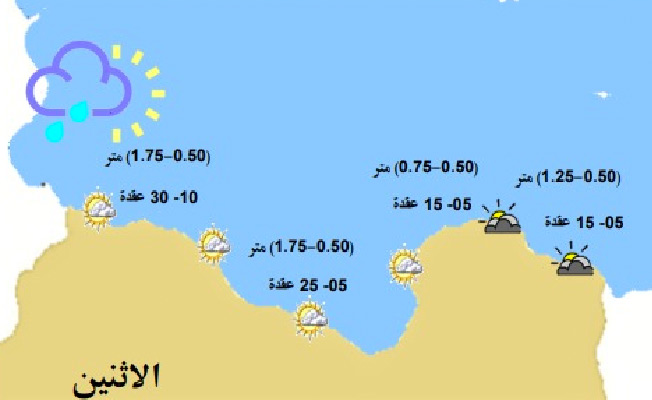 «الأرصاد» تحذر من رياح بين ساحل شحات ودرنة (الأحد 28 مايو 2023)