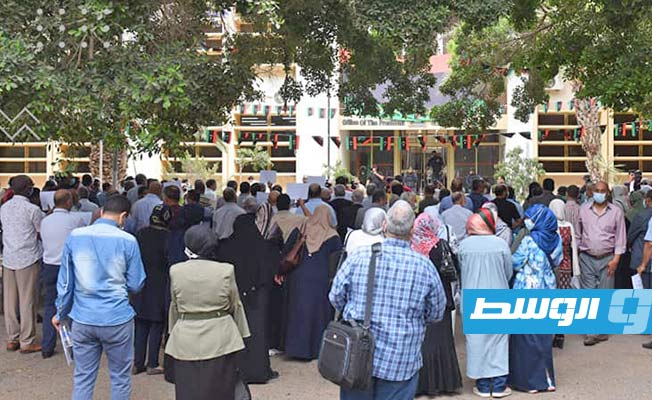 الوقفة الاحتجاجية لأعضاء هيئة التدريس بجامعة طرابلس، الخميس 27 مايو 2021. (جامعة طرابلس)