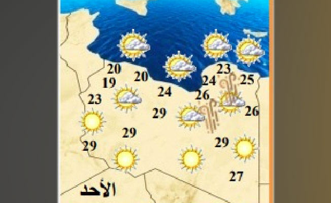 الأرصاد تتوقع تقلبات جوية في أغلب مناطق شمال شرق ليبيا