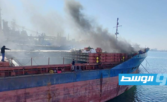 ناقلة الغاز الليبية تخمد الحريق في سفينة الصب التركية, (المركز الإعلامي لوزارات وهيئات ومؤسسات حكومة ليبيا)