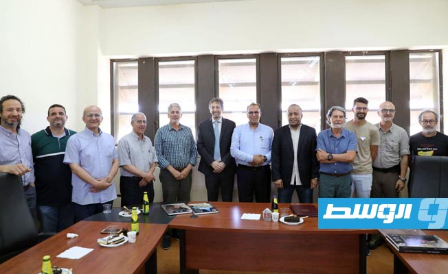 مراسم استقبال الفريق البحثي الإيطالي بجامعة بنغازي. الثلاثاء 7 يونيو 2022. (جامعة بنغازي)