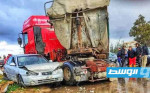 اصطدام 14 مركبة على طريق مطار طرابلس نتيجة انزلاق سببه سقوط الأمطار (صور)