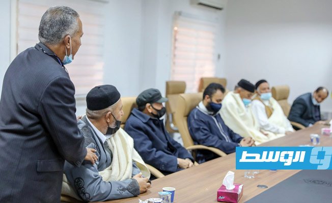 لقاء باشاغا مع وفد بلدية زوارة في طرابلس. الأربعاء 20 يناير 2021. (وزارة الداخلية)
